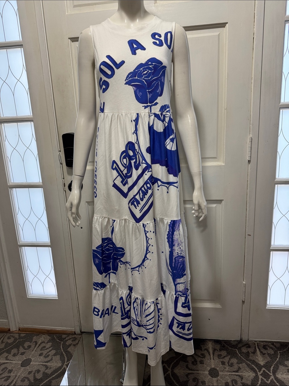 FARM RIO cotton Midi Aquas T-shirt Mididress Size Small